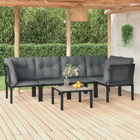 3187754 vidaXL Set mobilier de grădină, 6 piese, negru și gri, poliratan