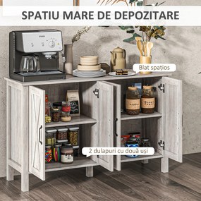 HOMCOM Dulap în Stil Rustic cu 2 Rafturi Reglabile pentru Depozitare, Dulap pentru TV cu 4 Uși, 120x37x75 cm, Gri | Aosom Romania