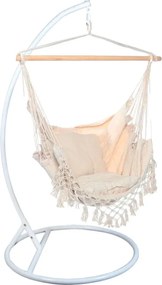 Scaun suspendat PALAK bej cu suport alb