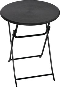 Outsunny Masă de Grădină Rotundă, Pliabilă, pentru 2 Persoane, Efect Lemn, Oțel+Plastic, Gri Închis, 60 x 60 x 73 cm | Aosom Romania