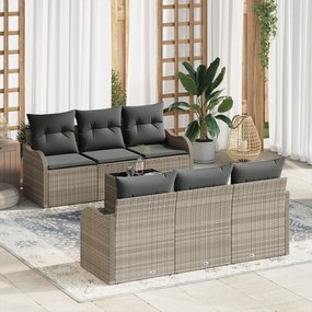 vidaXL Set de canapele pentru grădină cu pernă 7 pcs Gri deschis