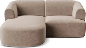 Colțar maro deschis cu tapițerie din catifea (cu colț pe partea stângă/cu șezlong) Campi – Cosmopolitan Design