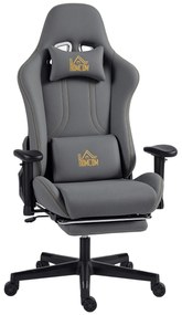HOMCOM Scaun gaming ergonomic, fotoliu gamer cu cotiere 3D, spătar înclinabil, înălțime reglabilă, 72x76x132cm, gri | Aosom Romania