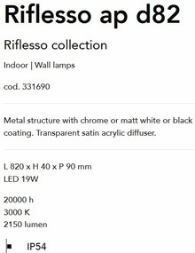 Aplica LED pentru oglinda baie IP54, RIFLESSO AP D82 alb