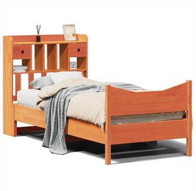 vidaXL Cadru pat fără saltea, maro ceruit, 100x200 cm, lemn masiv pin