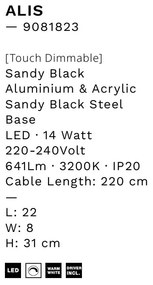 Veioza, Lampa de masa LED design modern Alis
