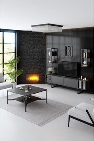 Mobilier living CHROME LINE, gri antracit/negru, PAL melaminat/metal,