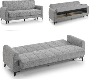 Canapea extensibila cu lada de depozitare living 215x85x90 cm – stofă, gri – Hilton
