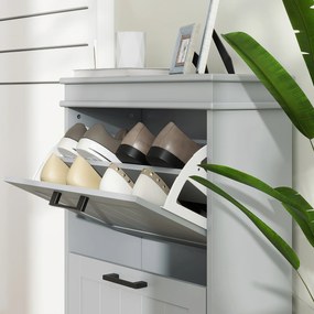 HOMCOM Mobilier pentru depozitare a pantofilor, 2 uși rabatabile, rafturi reglabile, pentru intrare, coridor, 54 x 24 x 82,5 cm, gri | Aosom Romania