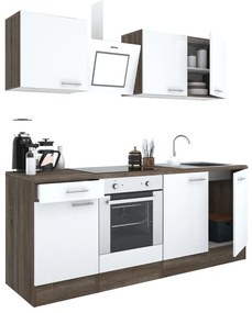 Mobilă de bucătărie Yorki 210, corp din stejar Yorki, față alb satinat cu element inferior al cuptorului