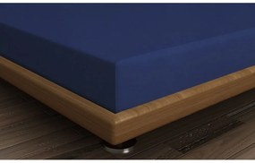 Cearceaf albastru închis din bumbac cu elastic 140x200 cm – Mijolnir