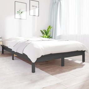 820578 vidaXL Cadru de pat Small Double 4FT, gri, 120x190 cm, lemn masiv pin