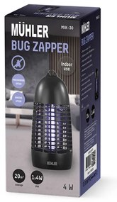 Lampa UVA pentru insecte Muhler MIK-30 1003955, 4W, 20 m², Sigura pentru oameni si animale, Negru