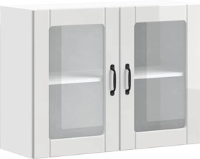 vidaXL Dulap bucătărie cu ușă sticlă Lucca lemn prelucrat alb lucios