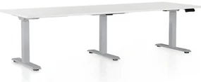 Masa inaltime reglabila OfficeTech Long, 240 x 80 cm, bază gri, alb