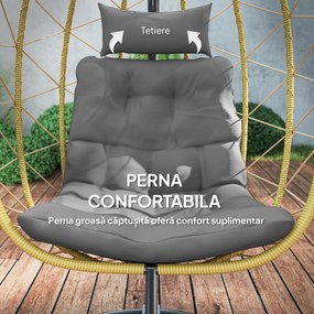 Outsunny Scaun Balansoar din Ratan din PE de Exterior cu Perna | Aosom Romania