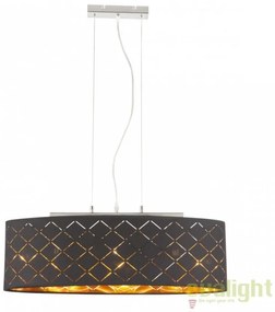 Lustra ovala eleganta cu abajur din tesatura negru cu auriu, CLARKE 65x25cm 15229H2 GL