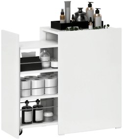 HOMCOM Mobilier de baie compact și îngust cu sertar pe role, 3 compartimente, 47 x 30 x 66,5 cm, alb | Aosom Romania