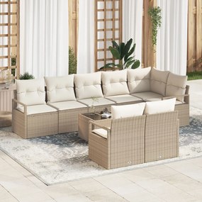 vidaXL Set de canapele pentru grădină 9 pcs Bej Rattan poli