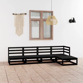 vidaXL Set mobilier de grădină, 5 piese, negru, lemn masiv de pin