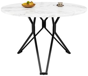 Masă rotundă pentru 4 persoane, Alb+Negru | Aosom Romania