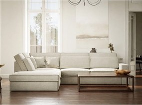 Colțar grej cu tapițerie din chenille (cu colț pe partea stângă/în formă de ”L”) Kirou – Maison de Rêve