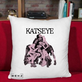 Perna Personalizata K-pop KATSEYE Foto Roz Vintage, 40x40 cm, Alb Pufos, Husa Detasabila, Perna Inclusa, BEKZ®