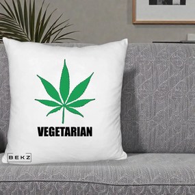 Perna Decorativa Vegetarian cu Frunza, 40x40 cm, Alb Pufos, Husa Detasabila, Perna Inclusa, BEKZ®