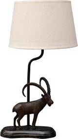 Lampa de masa, din alama, cu abajur din in, Ram