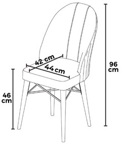Set 4 scaune haaus Ritim, Cappuccino/Alb, textil, picioare metalice