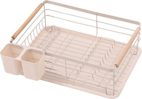Resigilat: Uscator de vase Rosberg R53000N, 43x31.5x14 cm, Tava detasabila, Manere din lemn, Bej
