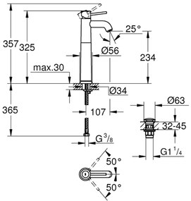 GROHE 23784000 - Baterie pentru lavoar START CLASSIC, 357 mm, crom lucios