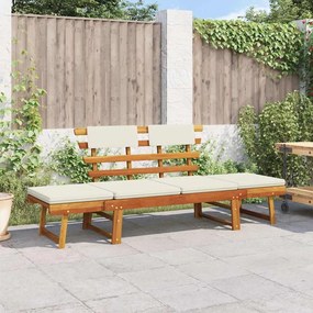 vidaXL Bancă de grădină cu perne 2-în-1, 190 cm, lemn masiv de acacia