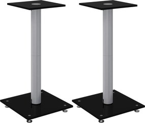 vidaXL Suport difuzor 2 buc, negru/argintiu, sticlă securizată 1 stâlp