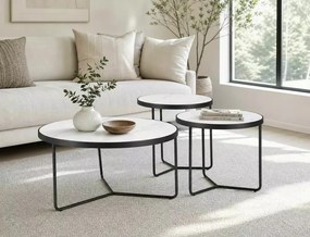 Set măsuțe de cafea Demeter alb mat / negru mat ø80/h40 cm