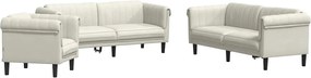 vidaXL Set de canapele, 3 piese, crem, catifea