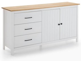 Comodă albă joasă din lemn de pin 150x80 cm Miranda – Marckeric