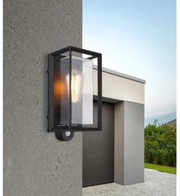Aplică de exterior cu senzor Globo 31982SS LOGANA 1xE27/60W/230V IP44 negru