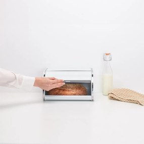 Cutie pentru paine Brabantia Roll Top 1003254, 11 l, 31.6x26.5 cm, Structura speciala, Alb/Inox