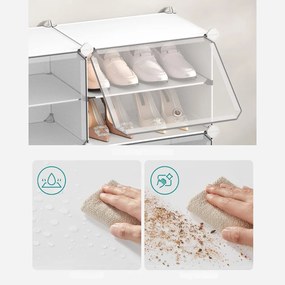 Organizator pentru pantofi KIMBERLY, 10 compartimente, alb/transparent SongmicsHome