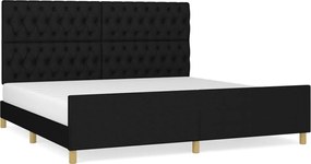 vidaXL Cadru de pat cu tăblie, negru, 200x200 cm, textil