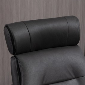 HOMCOM Fotoliu rabatabil cu tetiera reglabila si scaun captusit din cauciuc spuma, structura din otel si lemn, 84x83x103cm, negru si nuc