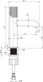 🚰 Baterie pentru chiuvetă SILIA HEXA – Finisaj oțel șlefuit – Cod BHS_F20M