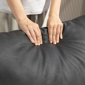 HOMCOM Fotoliu de Sufragerie din Piele PU și Cadru Metalic cu Perne Groase, 74.5x75x77 cm, Gri Antracit | Aosom Romania