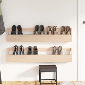 Pantofare de perete, 2 buc., 110x9x23 cm, lemn masiv pin 2, Maro, 110 x 9 x 23 cm, 1