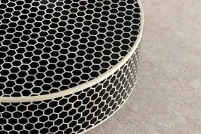 Masuta de cafea rotunda, Mozaic incrustat, Alb-Negru, HARMONY NATURE 60cm