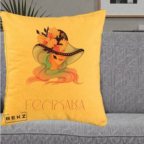 Perna Personalizata Zodie Fecioara, 40x40 cm, Galben, Husa Detasabila, Perna Inclusa, BEKZ®