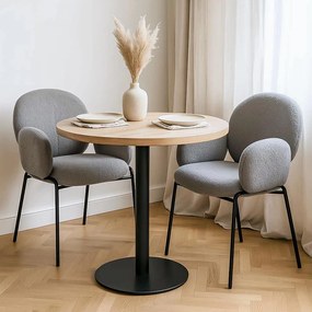 Scaun dining gri boucle cu cadru metalic negru BUC 281