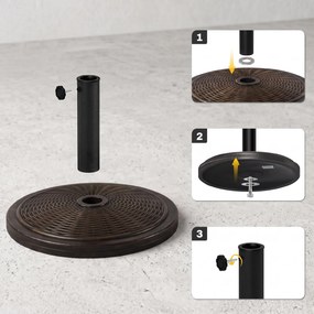 Outsunny Bază Umbrelă 14kg, Ciment și Plastic, Efect Ratan, Bronz | Aosom Romania