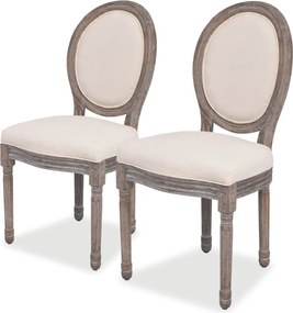 vidaXL Scaune de bucătărie, 2 buc., crem, material textil